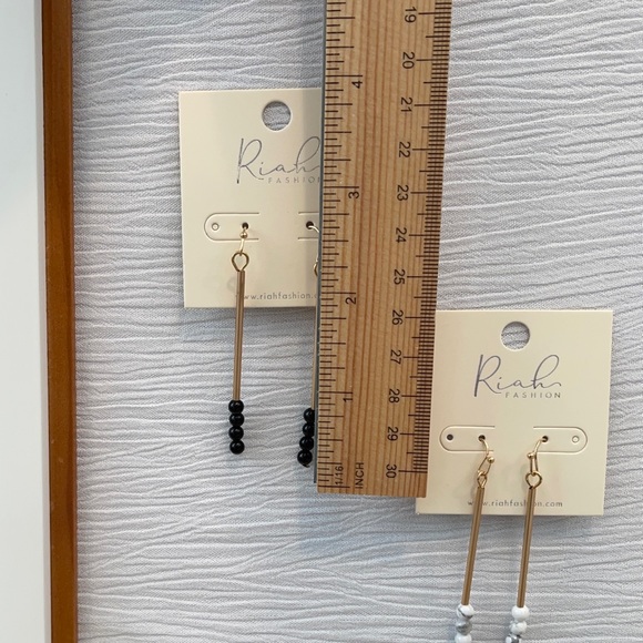 Riah Gold Hook Tan Beads Dangle Earrings - Picture 2 of 2